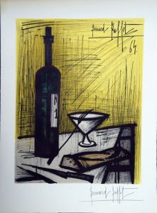 ベルナール・ビュッフェ版画額「パンとワイン」/ビュッフェのサムネール