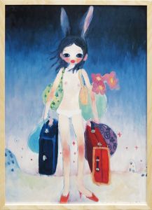 タカノ綾版画額「手紙魔まみ/台風の中にたっていた」/Aya Takanoのサムネール