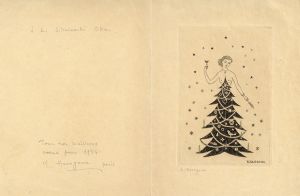 長谷川潔版画「クリスマスの夕べ」及び書簡/KIyoshi Hasegawaのサムネール