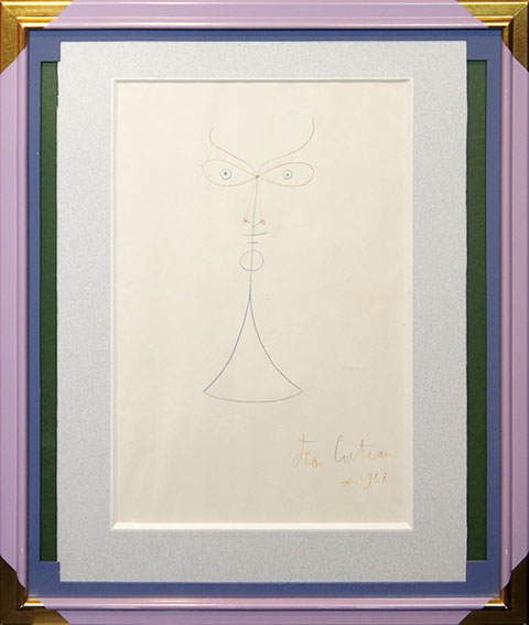 ジャン・コクトー画額「顔」／Jean Cocteau