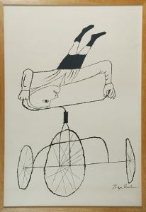 ベン・シャーン版画額「三輪車上の逆立ち」/Ben Shahn