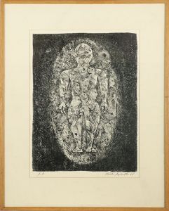 藤松博版画額「楕円の中の人」/Hiroshi Fujimatsuのサムネール
