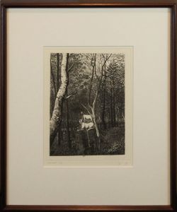 吉田勝彦版画額「林の中の小馬」/Katsuhiko Yoshidaのサムネール