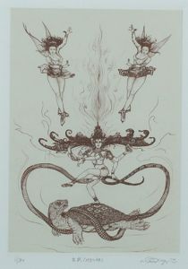 多賀新版画額「玄武(北方の神)」/Shin Tagaのサムネール