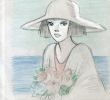海辺で花を持つ女性/内藤ルネのサムネール