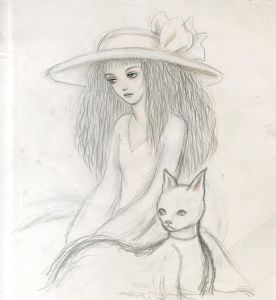 帽子の女性と猫/内藤ルネ
