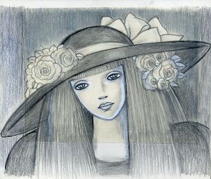 薔薇とリボンの帽子の女性/内藤ルネのサムネール