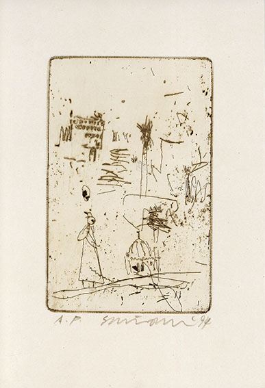 大竹伸朗版画「モロッコ風景 モスク 人物（仮）」 | 大竹伸朗 