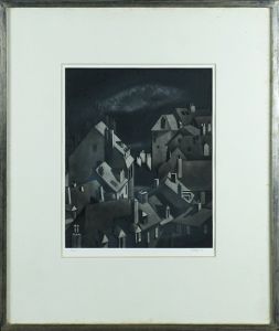 斎藤カオル版画額「白い街(そのII)」/Kaoru Saitoのサムネール