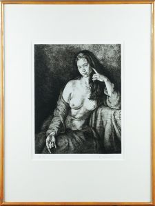 牧野邦夫版画額「女性像」/Kunio Makinoのサムネール