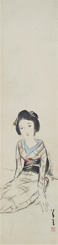 竹久夢二画幅「待つ人」／竹久夢二