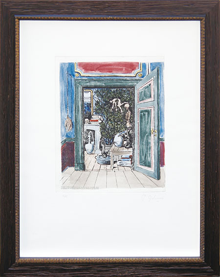 ポール・デルヴォー版画額「鏡の国 研究所 最後の麗しき日々」