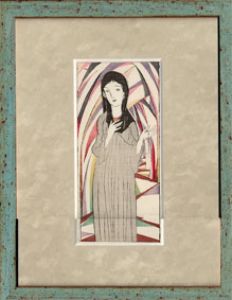 竹久夢二版画額　『愛の総勘定』/竹久夢二のサムネール