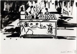 大竹伸朗画額「物売り」/Shinro Ohtake