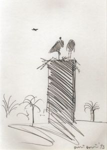大竹伸朗画額「コウノトリ」/Shinro Ohtake