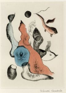 難波田龍起版画額/