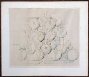 宇佐美圭司版画額　「山登る舟」/