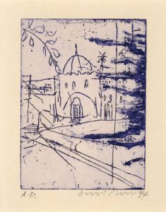 大竹伸朗版画額「モロッコ風景　モスク（仮題）」/大竹伸朗のサムネール