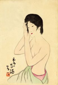 竹久夢二木版画額　「ネルの感触」/竹久夢二