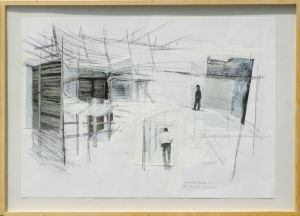 川俣正コラージュ額「今日の作家展　横浜　Plan A-2」/Tadashi Kawamata