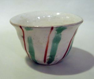 小山冨士夫陶器「酒觴　色絵筋文」/