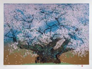 中島千波版画額「淡墨桜」/のサムネール