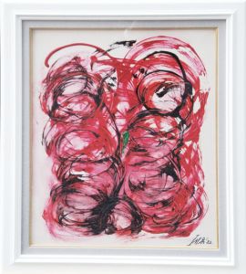 今井俊満画額「Red And Black And Green」/