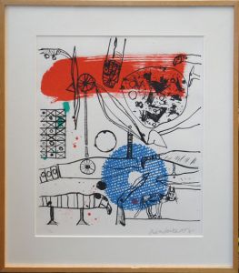 猪熊弦一郎版画額「猫との関係」/Genichiro Inokuma