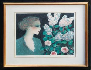 ジャン・ピエール・カシニョール版画額「プロフィールとリラの花」/のサムネール