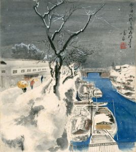 伊藤晴雨色紙「枕橋より源森橋遠望」/伊藤晴雨のサムネール