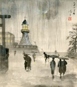 伊藤晴雨色紙「九段坂之燈台」/のサムネール