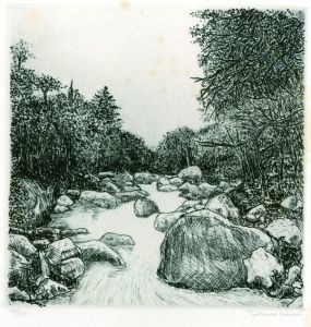 駒井哲郎版画額「流れ」/のサムネール