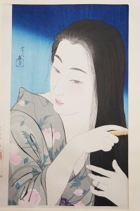 島居清忠美人版画「髪梳き」　/のサムネール