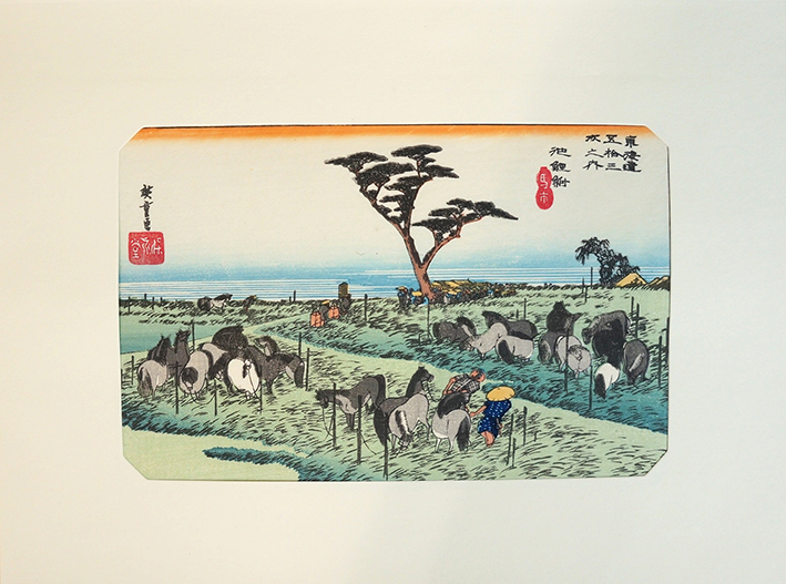 真作]創作版画 西嶋勝之先生木版画「白緑」サインあり 無限定