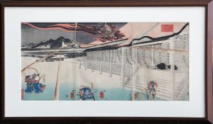 歌川国芳浮世絵額「源三位頼政　鵺退治の図」/一勇斎国芳