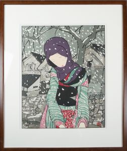 竹久夢二版画額（３）「雪の夜の伝説」/のサムネール