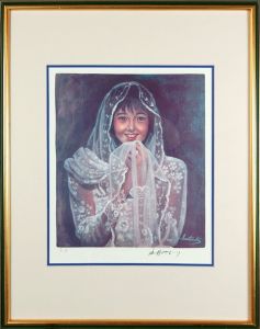 五月みどり絵画額　「レースをまとう娘」/五月みどりのサムネール