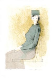 安野光雅版画額「空色の衣の女」/安野光雅のサムネール