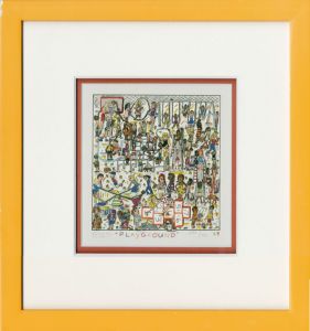 ジェームス・リジィ版画額「Playground」/James Rizzi