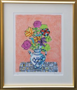 ポール・アイズピリ版画額「花瓶の花（オレンジ）」/のサムネール
