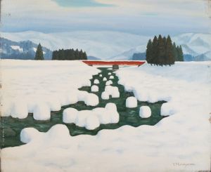 村山孝夫油彩　「村はづれの風景」/のサムネール