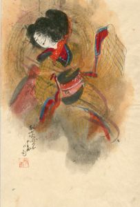 伊藤晴雨画額「お七火炙り」/のサムネール