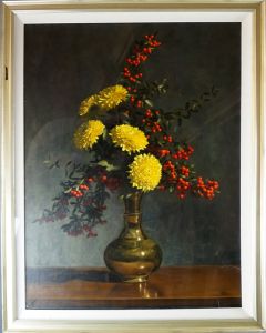 ヘレン・ホフマン油絵額「The Brass Vase」/ヘレン・ホフマン　Helen Hoffmanのサムネール