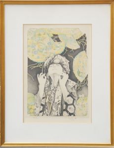 智内兄助版画額「みかんなぎ」/Kyosuke Chinai