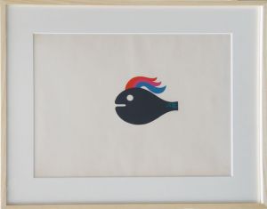 河野鷹思版画額「魚のバリエーション」2/河野鷹思