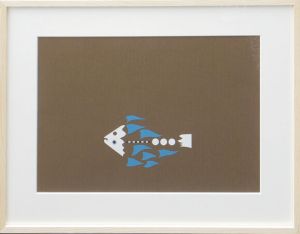 河野鷹思版画額「魚のバリエーション」3/河野鷹思