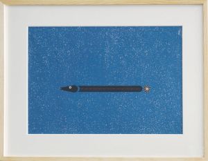 河野鷹思版画額「魚のバリエーション」1/河野鷹思