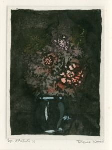 駒井哲郎版画額「花」/Tetsuro Komai