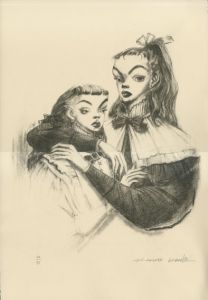 金子国義版画額「Gigi Et Colette」/