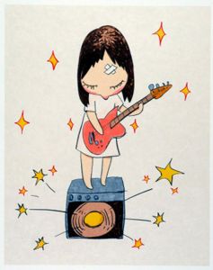 奈良美智版画額「Guitar Girl」/Yoshitomo Nara